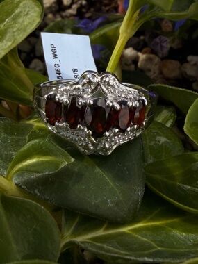 AA Garnet 1.28 CTW 14K White Gold Over Sterling Silver Ring Size 7